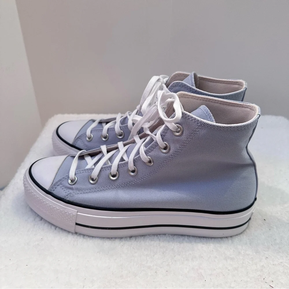 Converse Platform High-Top Sneakers in Light blue and White - Picture 4 of 8
